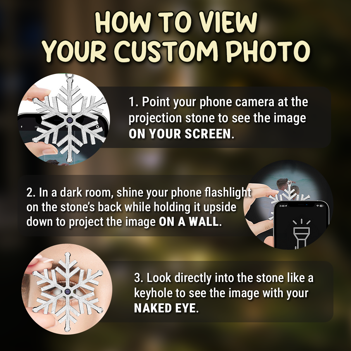 Custom Photo Memorial Christmas Ornament, Sympathy Keepsake • My Mind Still Talks To You - Personalized Photo Snowflake Projection Ornament
