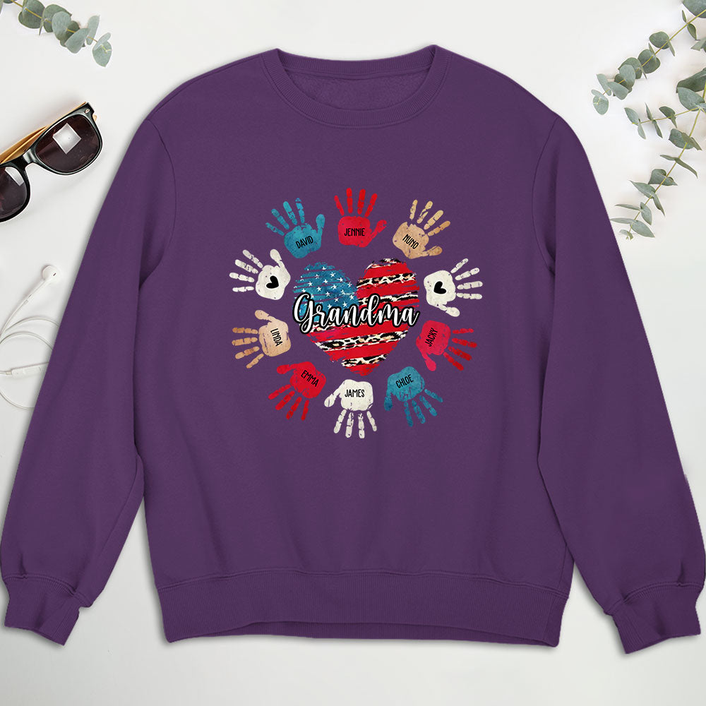 Custom Christmas & Birthday Gift for Grandma • Heart And Hands - Personalized Sweatshirt