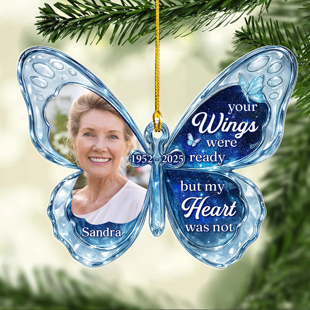 Custom Photo Memorial Christmas Ornament, Sympathy Keepsake • Photo I Am Not Ready - Personalized Acrylic Ornament