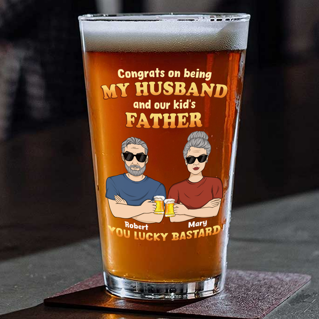 Congrats On Being Father - Personalized Beer Glass