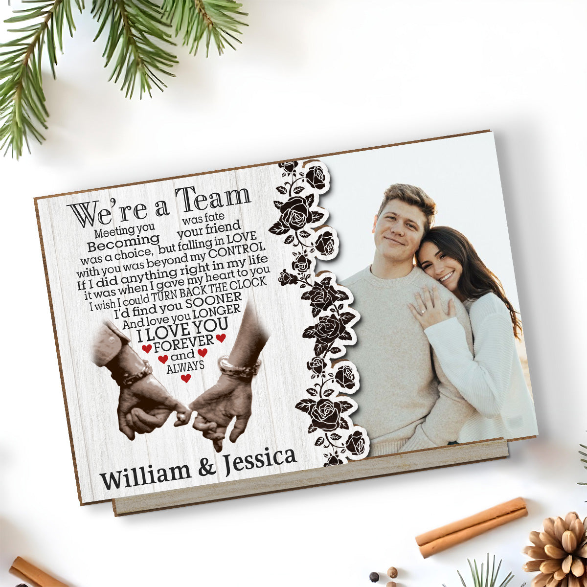 Custom Couple's Decor, Anniversary & Wedding Gift • Meeting You Was Fate - Personalized 2-Layer Wood Plaque With Flat Base
