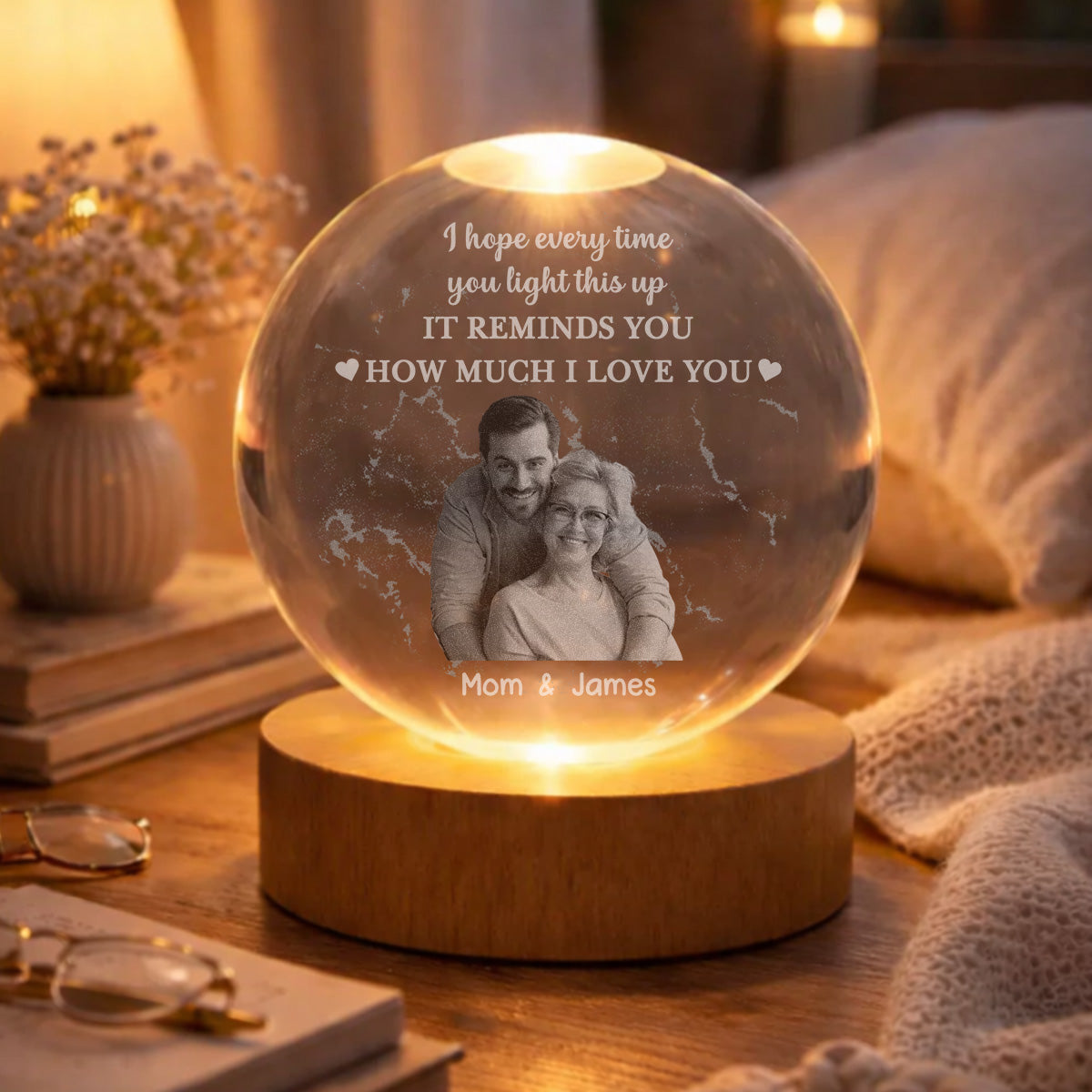 How Much I Love You - Personalized Crystal Globe Lamp