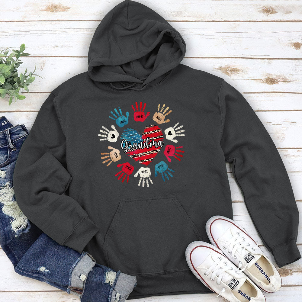 Custom Christmas & Birthday Gift for Grandma • Heart And Hands - Personalized Hoodie