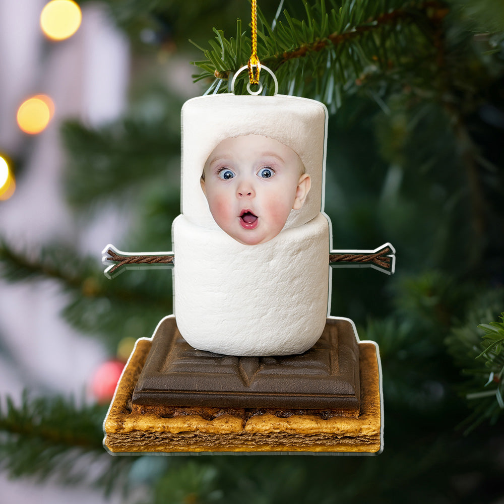 Custom Photo Family First Christmas Ornament • Sweet Smore Snow First Christmas - Personalized Acrylic Ornament