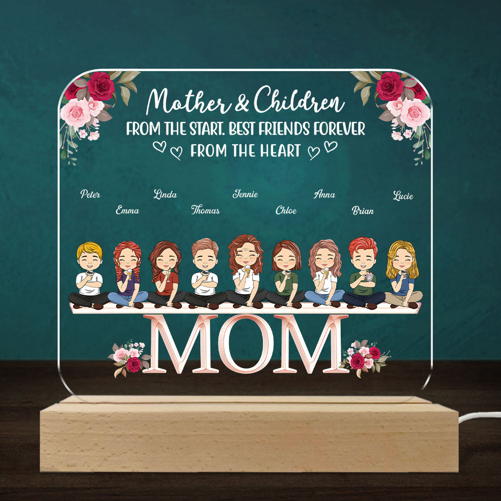 Custom Gift for Mom Grandma, Mother's Day Birthday • Mother And Daughters Sons Children From The Start - Personalized LED Light
