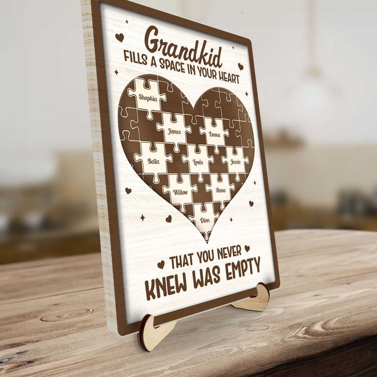 Custom Family Decor, Christmas Birthday Family Keepsake • Grandkids Fill A Space In Your Heart - Personalized Wooden Plaque