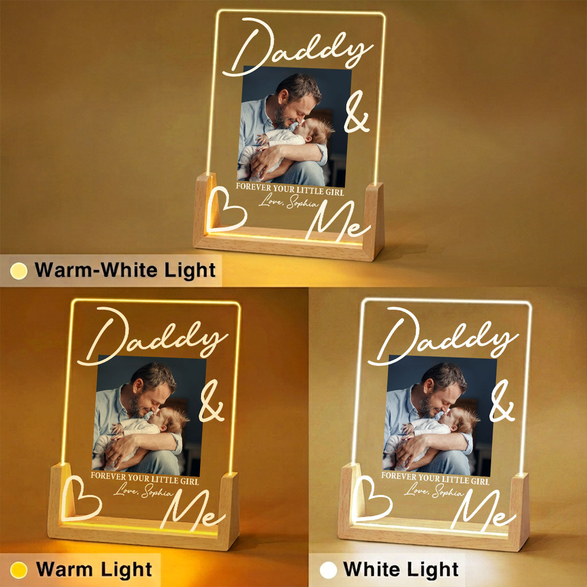 Custom Photo Father's Day Gift for Dad Grandpa • Always Be Your Little Girl 2 - Personalized Night Light