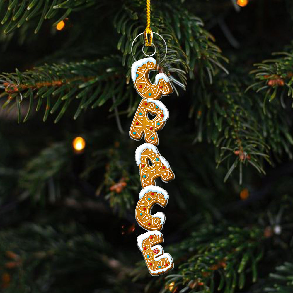 Custom Gingerbread Letter Christmas Ornament & Stocking Tag with Name • Gingerbread Letter Dreams - Personalized Acrylic Ornament