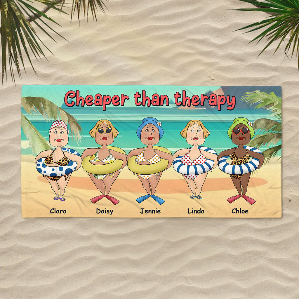 Cheaper Than Therapy - Personalized Beach Towel