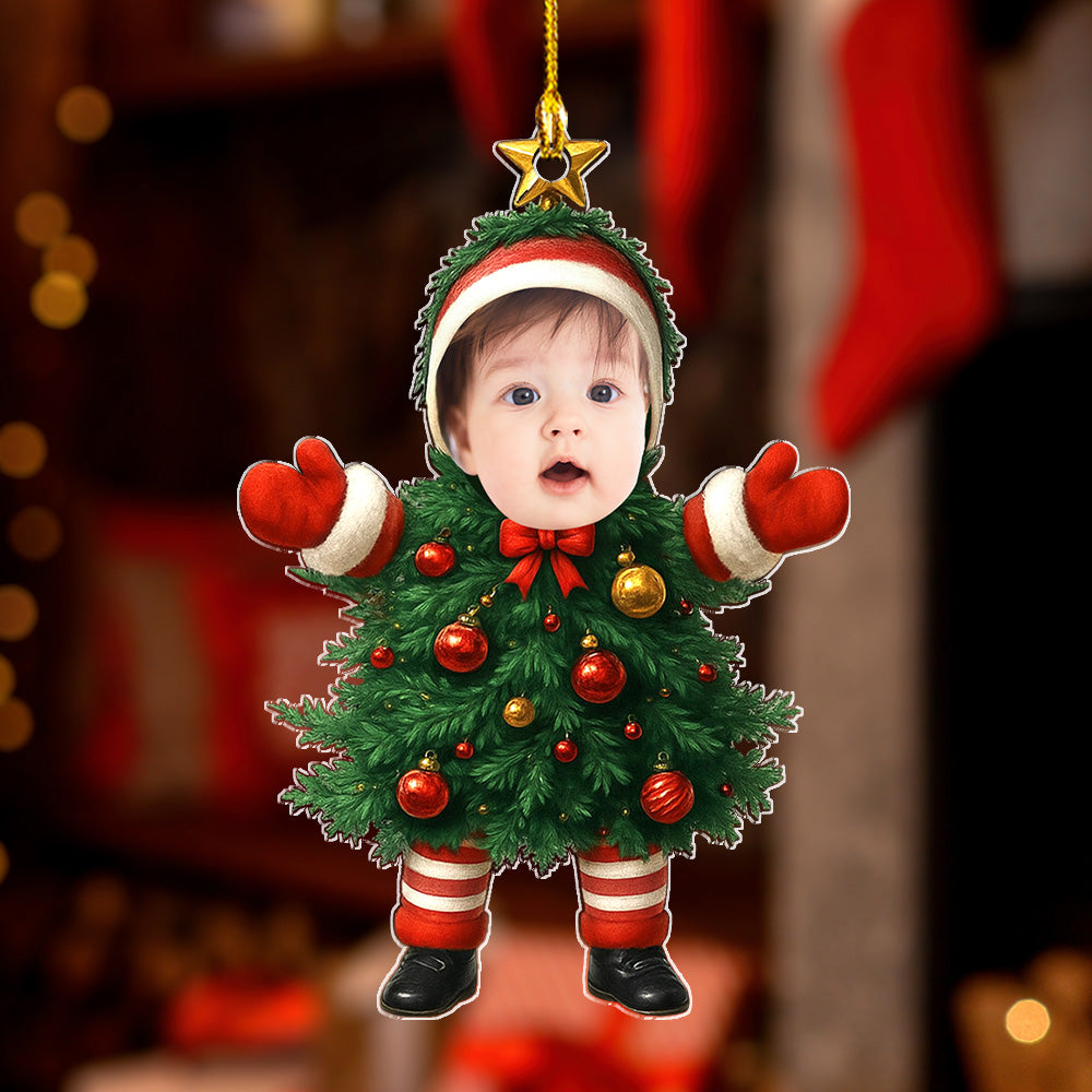 Custom Photo Family First Christmas Ornament • Baby Christmas Tree - Personalized Acrylic Ornament