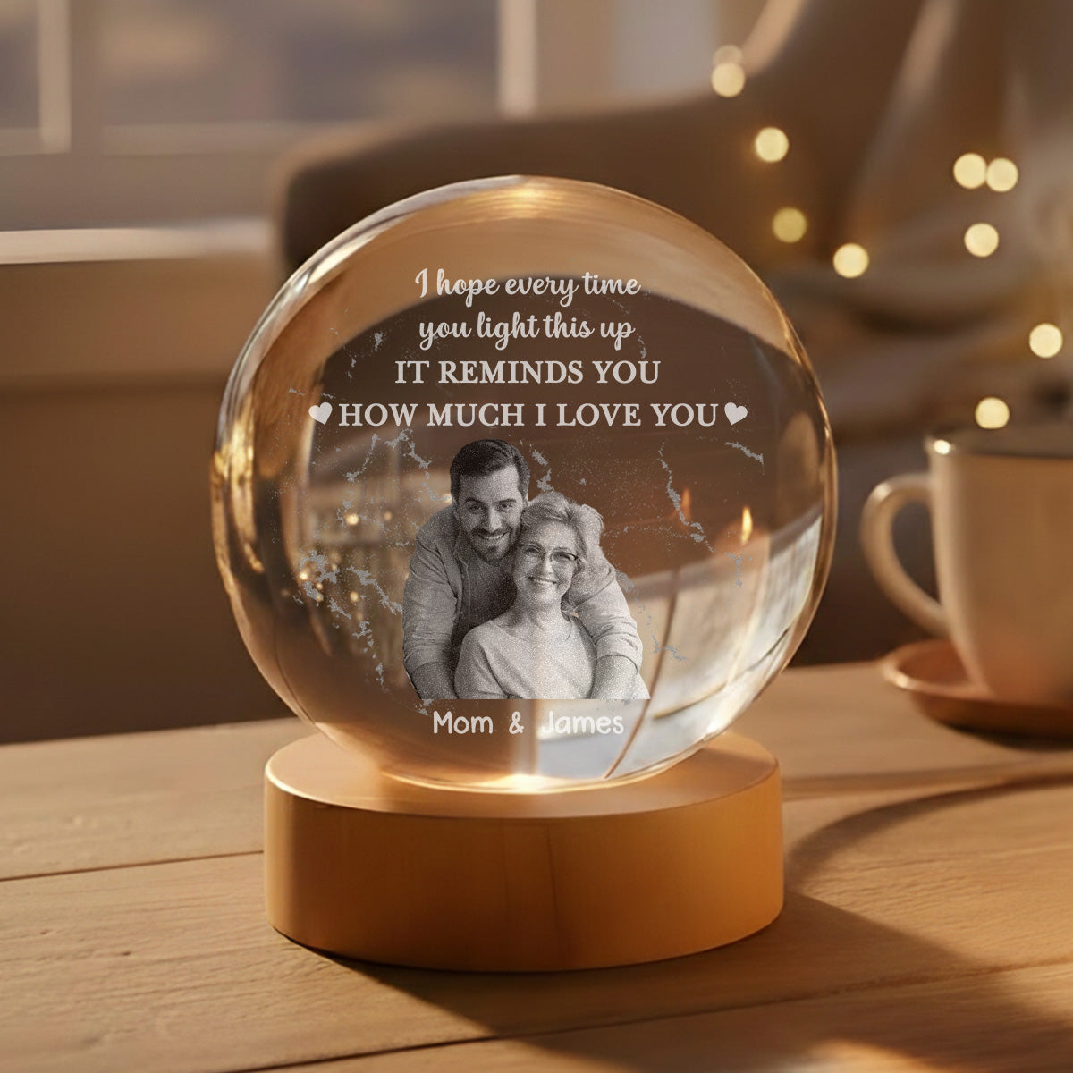 How Much I Love You - Personalized Crystal Globe Lamp