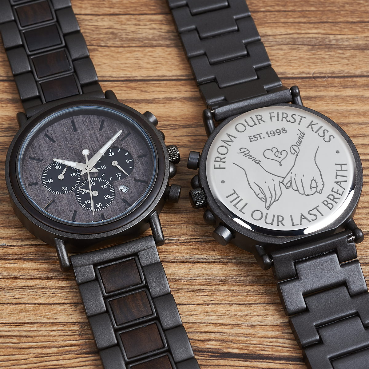 From Our First Kiss Till Our Last Breath - Personalized Engraved Wooden Watches GQ026