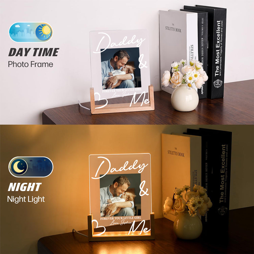 Custom Photo Father's Day Gift for Dad Grandpa • Always Be Your Little Girl - Personalized Night Light