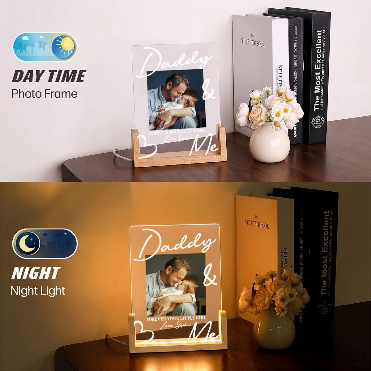 Custom Photo Father's Day Gift for Dad Grandpa • Always Be Your Little Girl 2 - Personalized Night Light