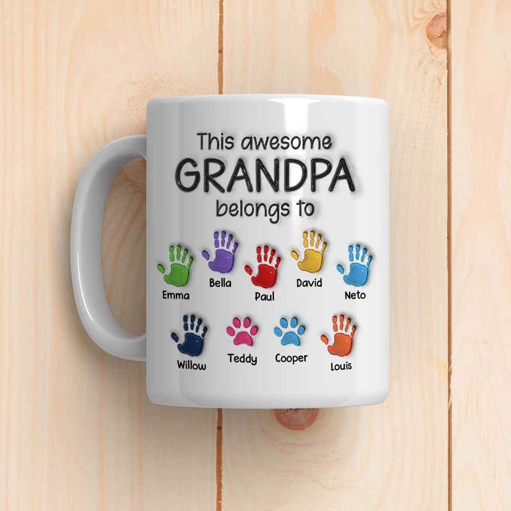 Custom Father's Day, Special Gift for Dad & Grandpa • This Awesome Dad Grandpa Belongs To - Personalized 3D Inflated Effect Mug