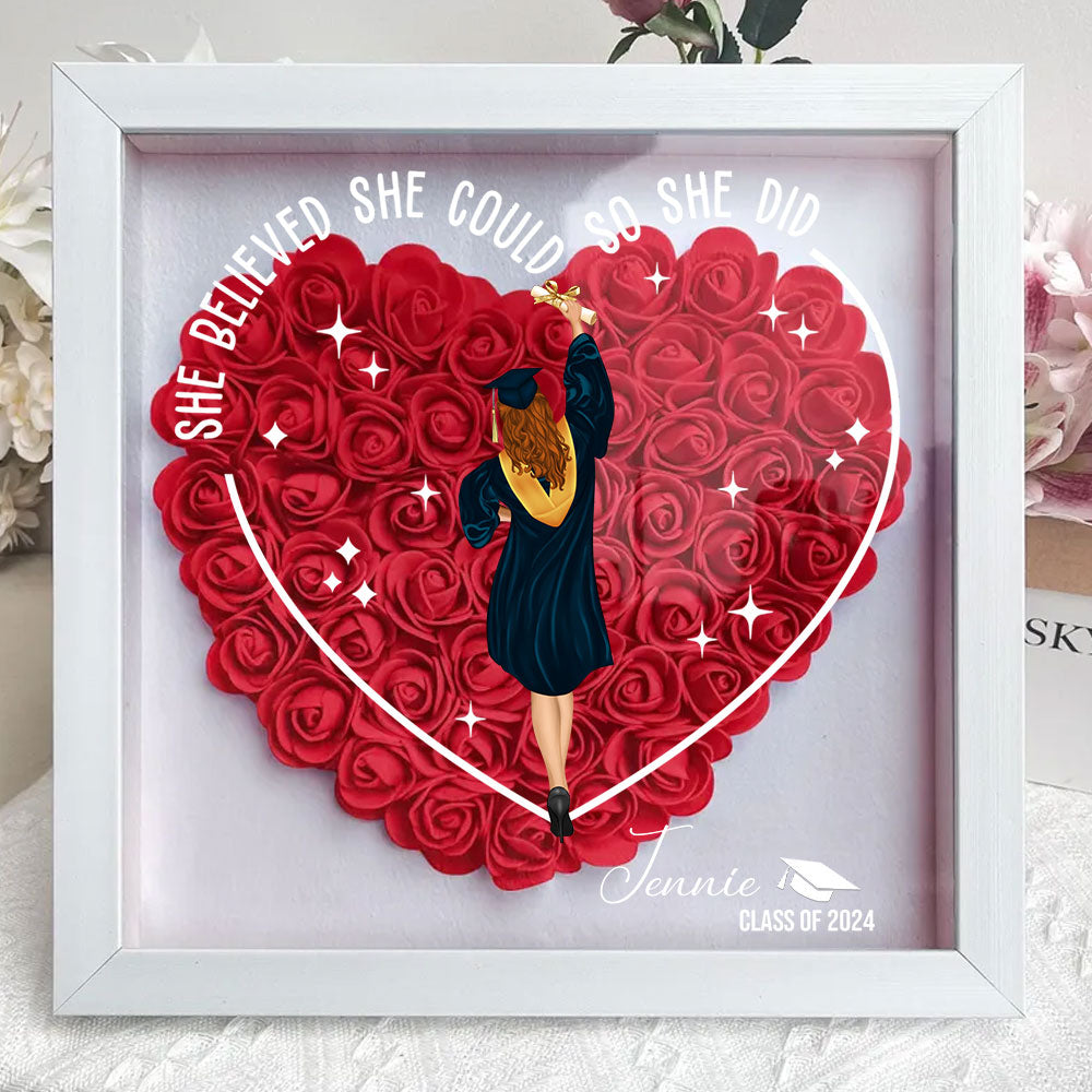 Class Of 2024 Graduation Gift - Personalized Flower Shadow Box