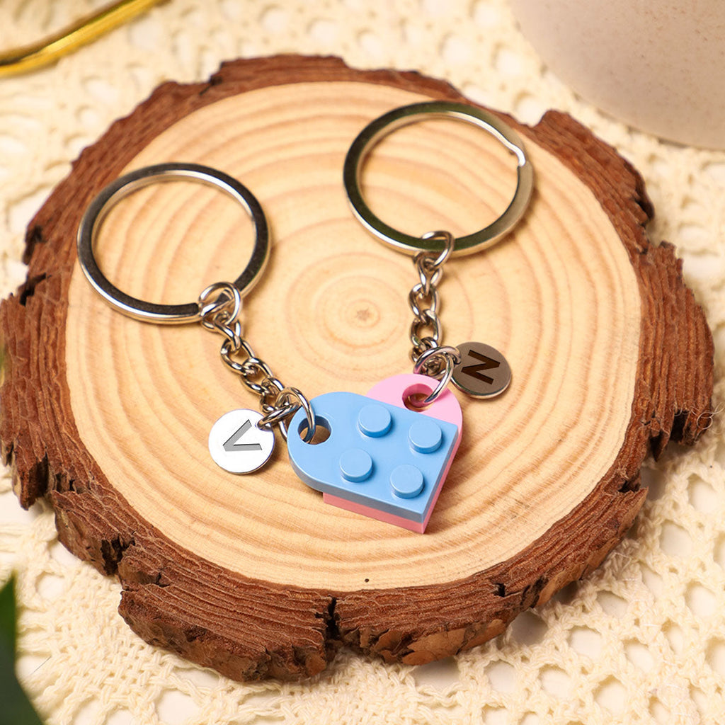 I Found My Missing Piece - Personalized Heart Brick Keychain