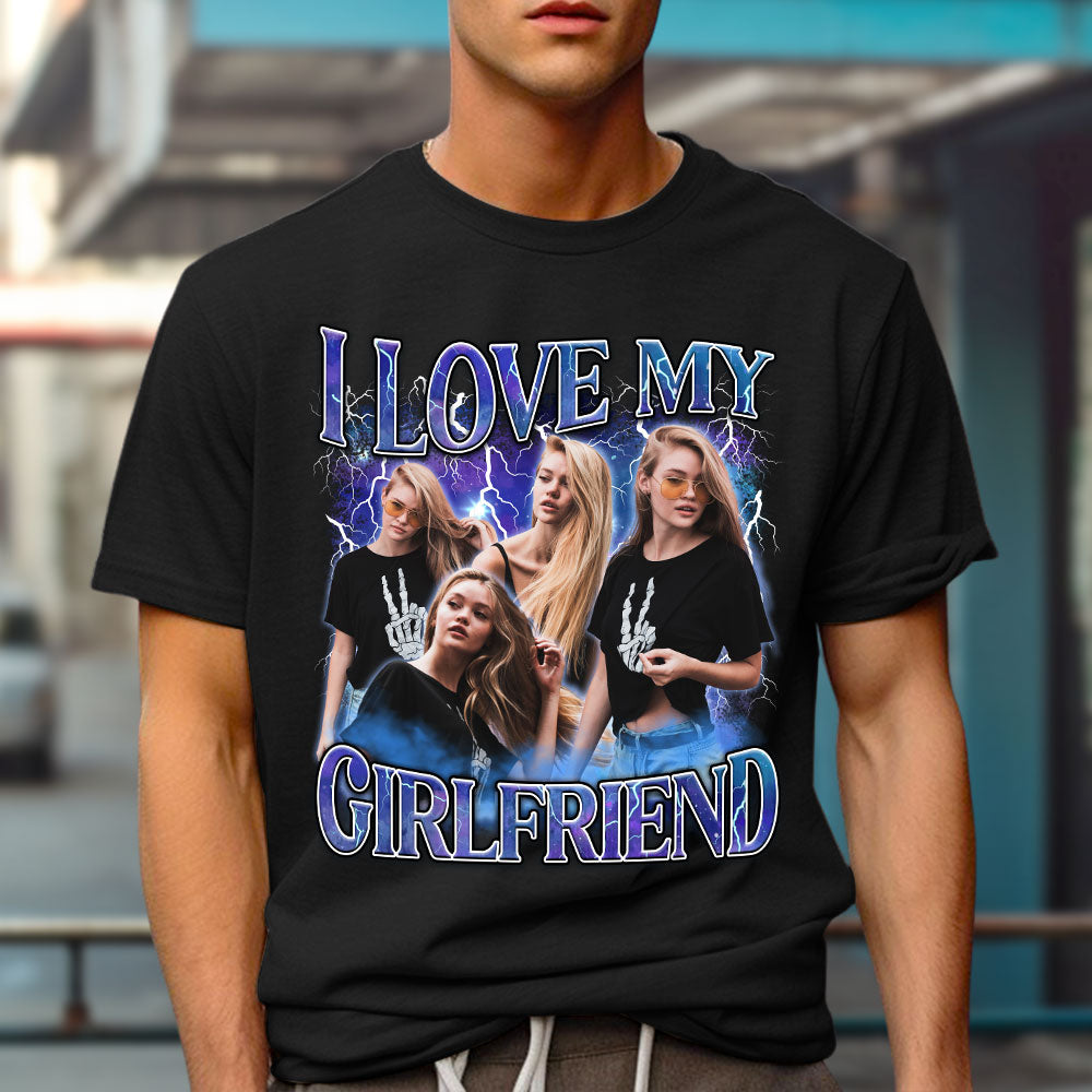 Custom Photo Anniversary Keepsake Gifts For Couple • I Love My Girlfriend - Personalized Unisex T-shirt