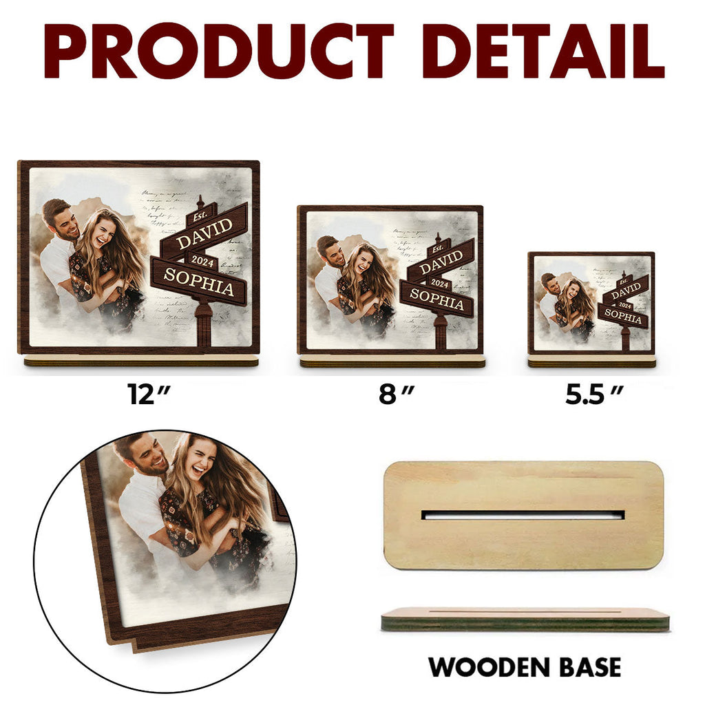 Custom Couple's Decor, Anniversary & Wedding Gift • Always Love - Personalized 2-Layer Wood Plaque With Flat Base