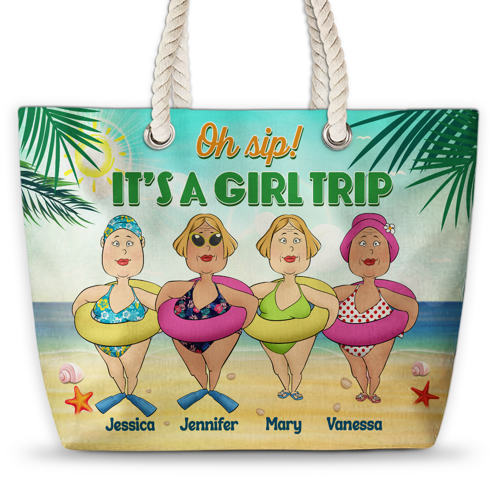 Girls Are Just Born With The Beach - Personalized Beach Bag