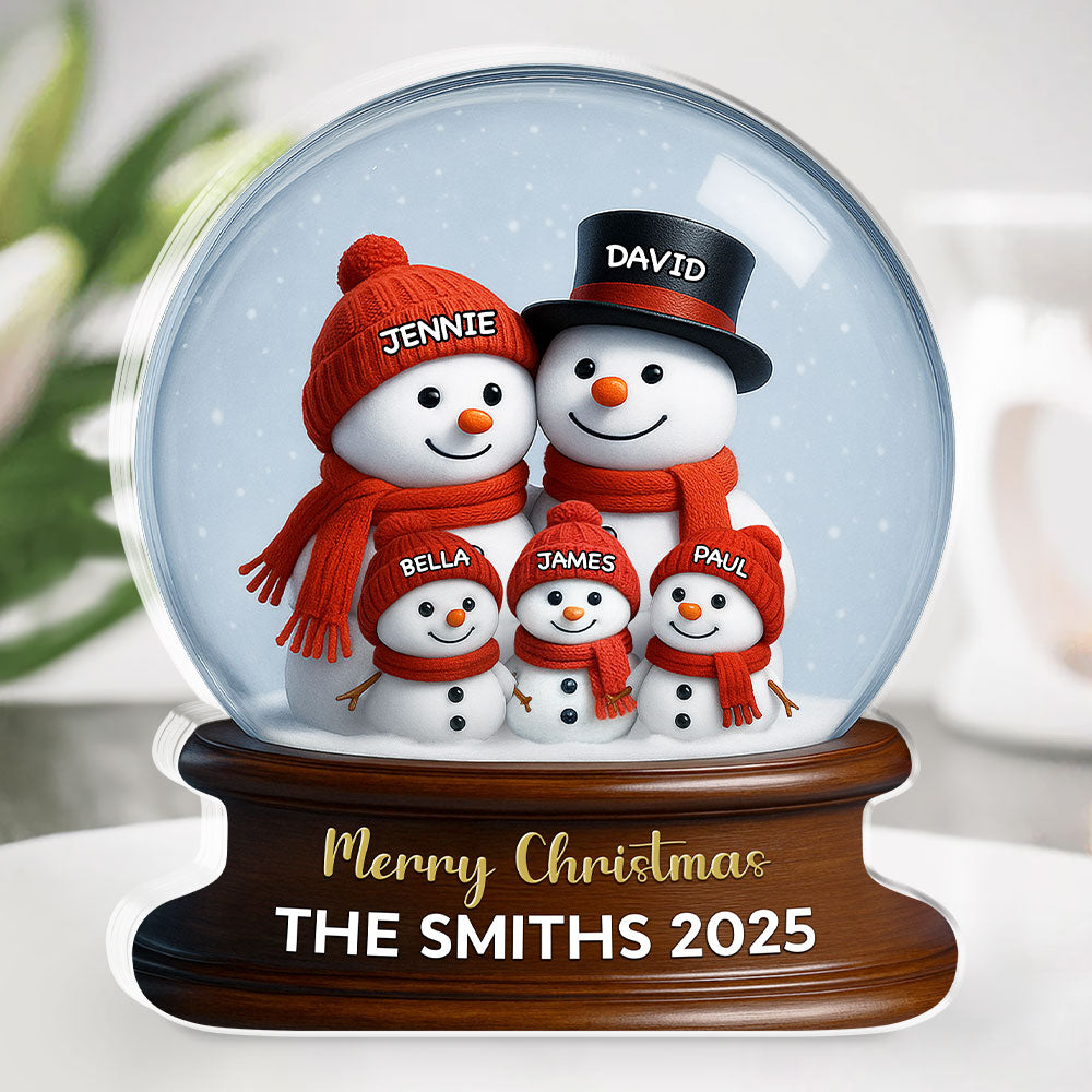 Custom Family Decor, Christmas Birthday Family Keepsake • Family Snowglobe - Personalized Acrylic Plaque