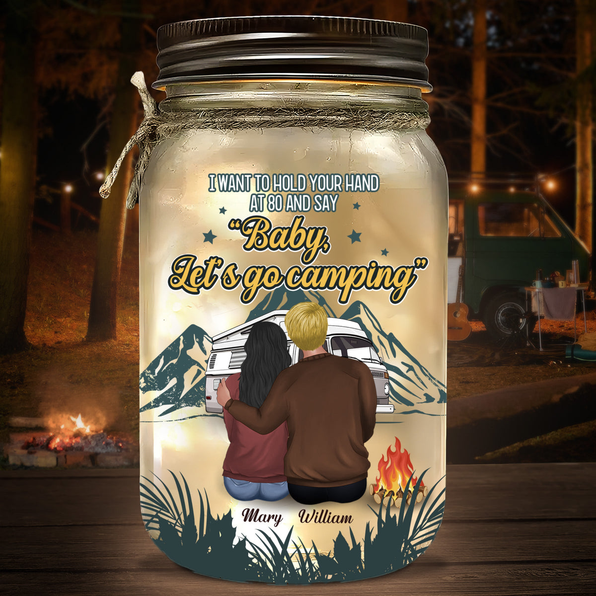 I Want To Hold Your Hand At 80 - Personalized Mason Jar Light