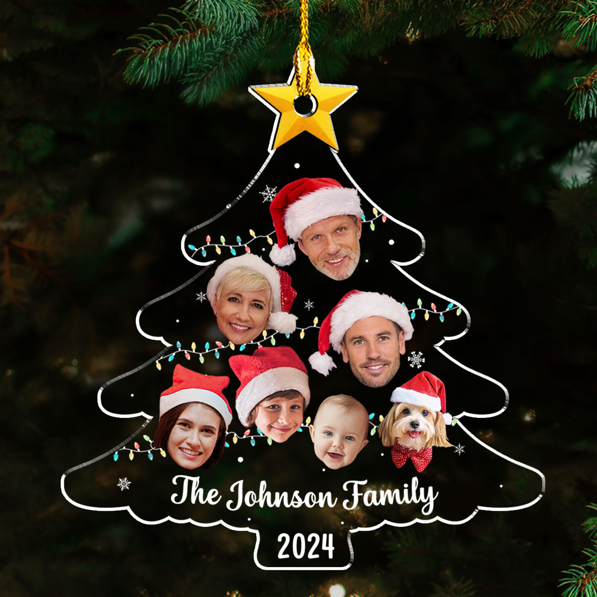 Custom Photo Family Ornament, Christmas Gift for Family Members • Family Photo - Personalized Acrylic Ornament