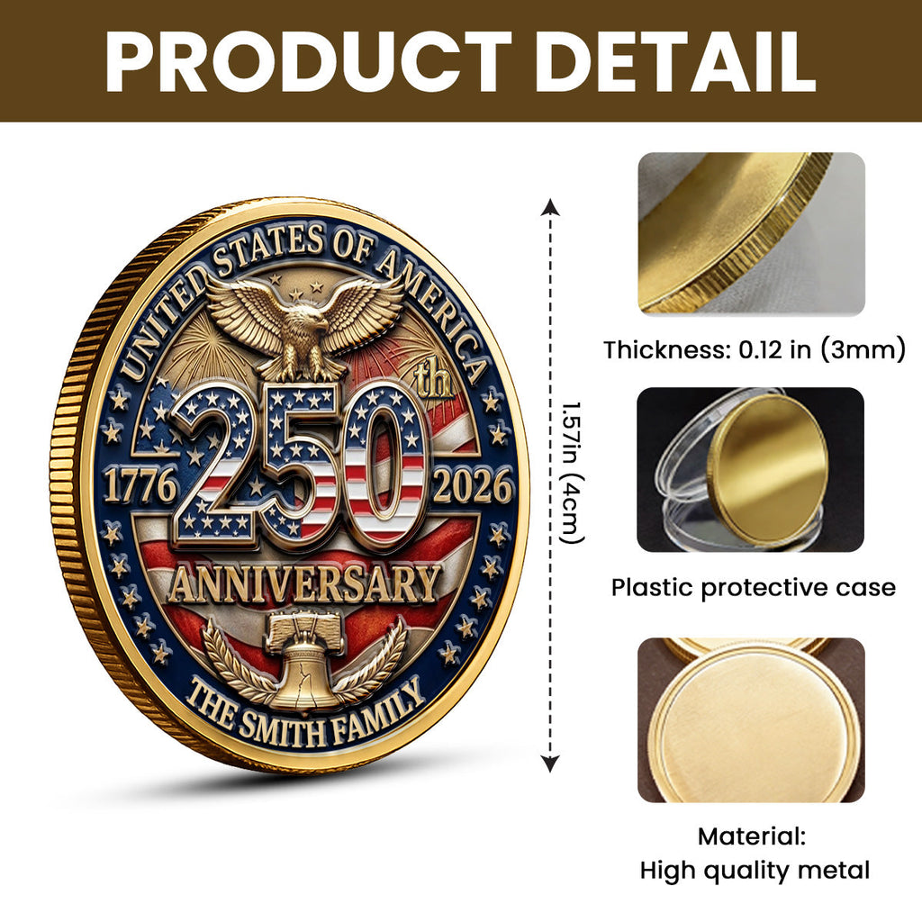 United States Of America 250th Anniversary - Personalized Commemorative Keepsake Coin