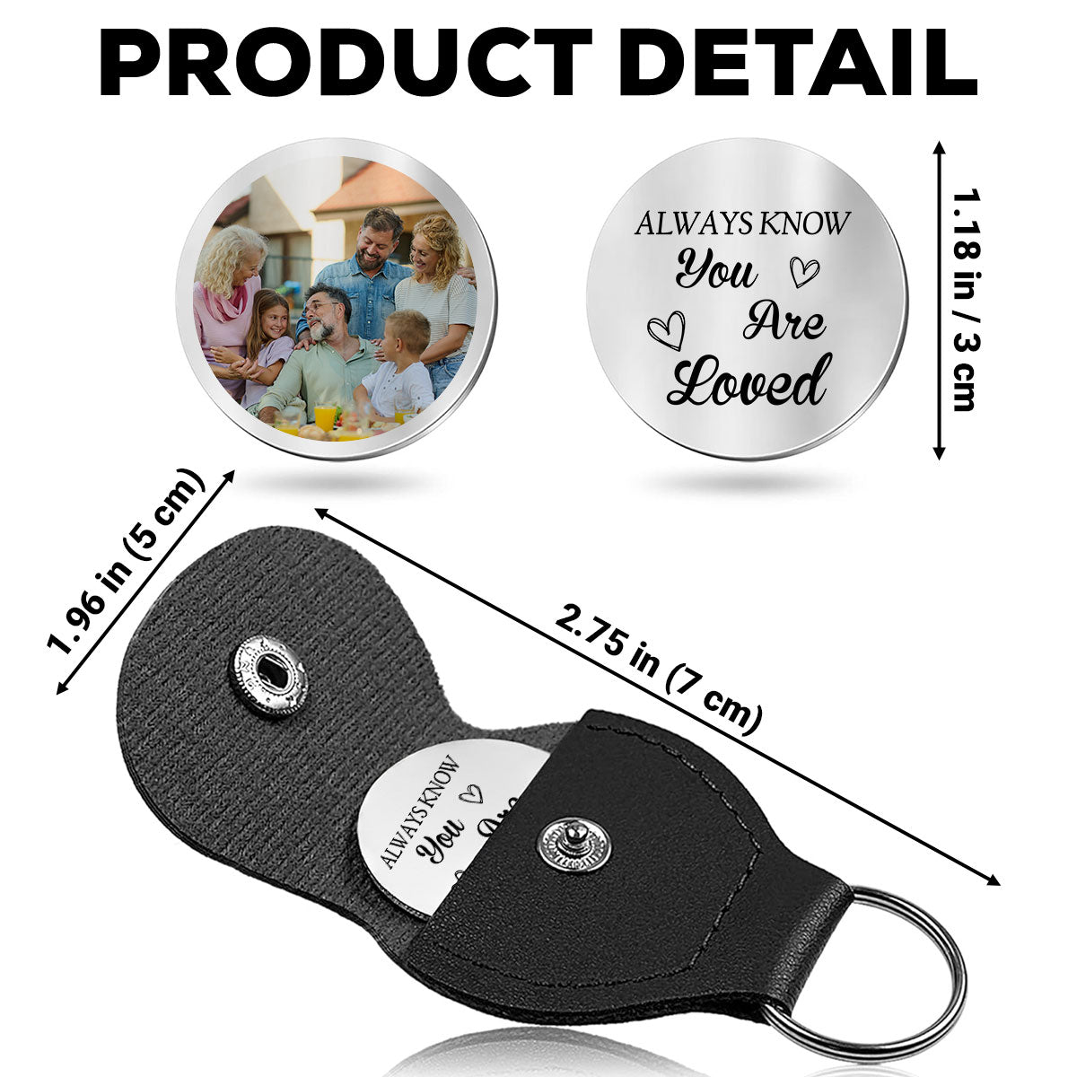 Custom Photo Coin Keychain, Mother's Father's Day Birthday Gift Keepsake • Always Know You Are Loved - Personalized Pocket Hug