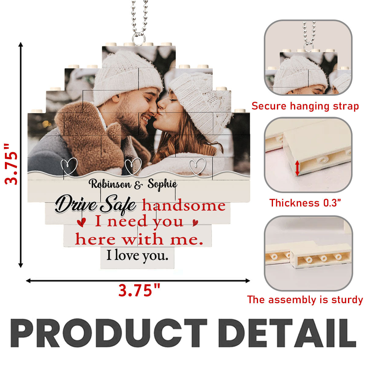 Drive Safe Handsome - Personalized Puzzle Car Ornament
