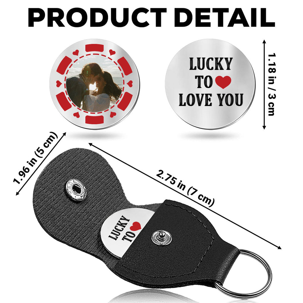 Custom Photo Coin Keychain for Husband, Couple Anniversary Valentine's Day Gifts • All In For Love - Personalized Pocket Hug