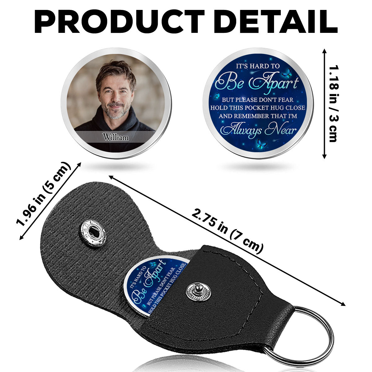 Custom Photo Memorial Coin Keychain, Sympathy Keepsake • Hearts And Minds - Personalized Pocket Hug