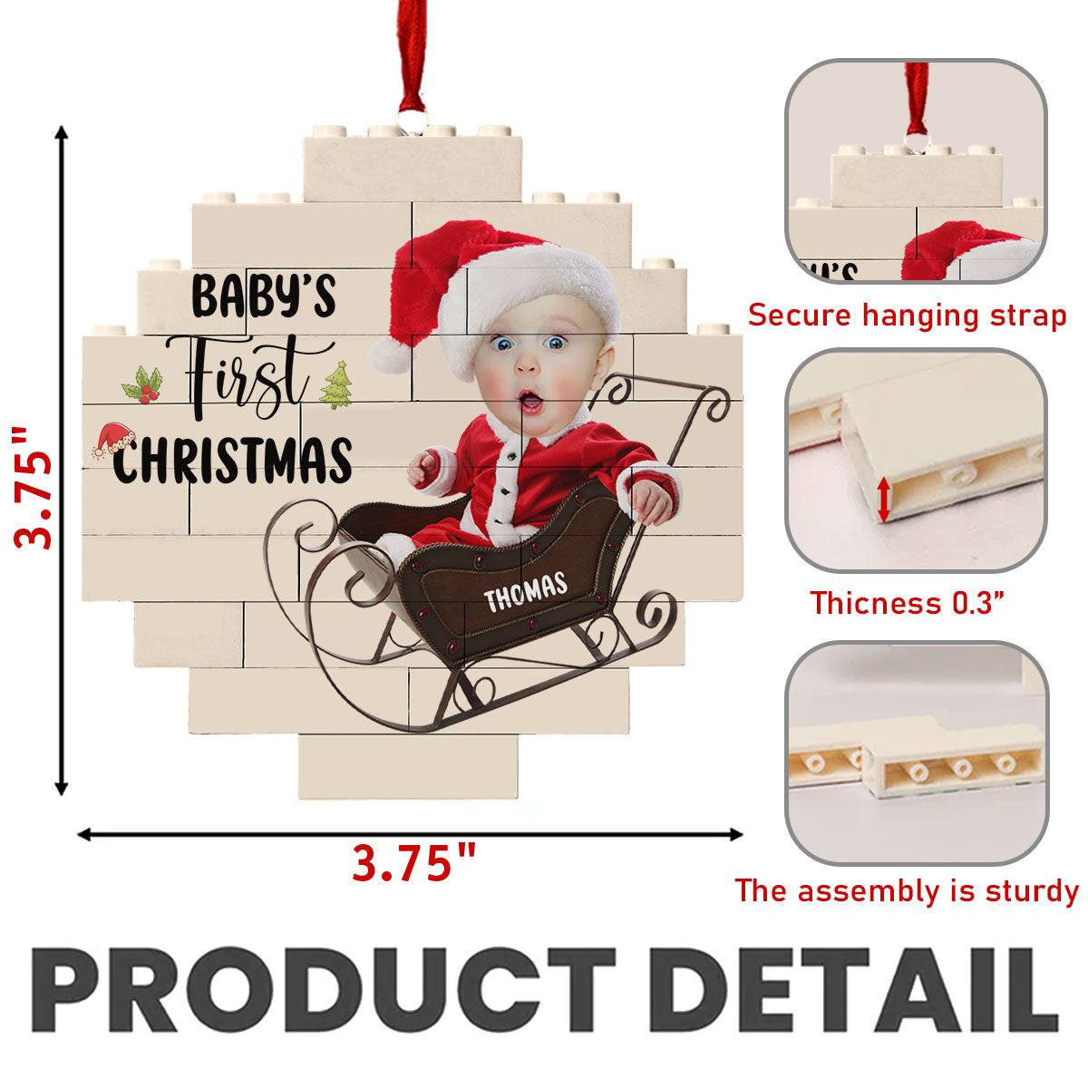 Custom Photo Baby First Christmas Ornament for New Parents • My First Christmas - Personalized Puzzle Ornament