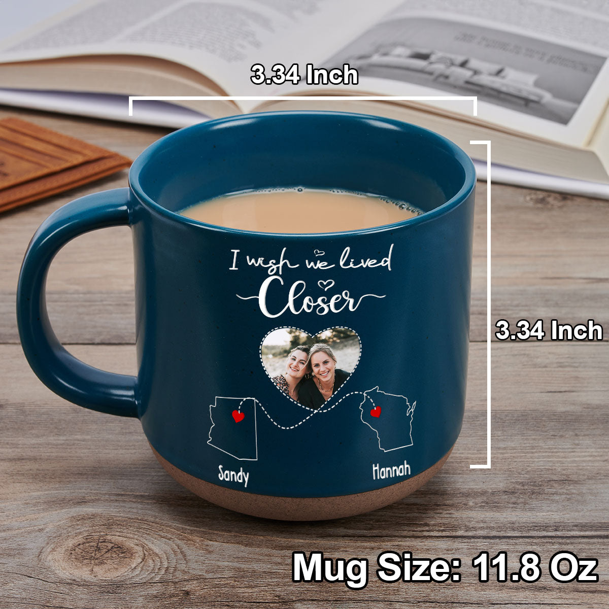 Custom Photo Best Friend, Christmas & Birthday Friendship Keepsake Gift • I Wish We Lived Closer Photo - Personalized Pottery Mug