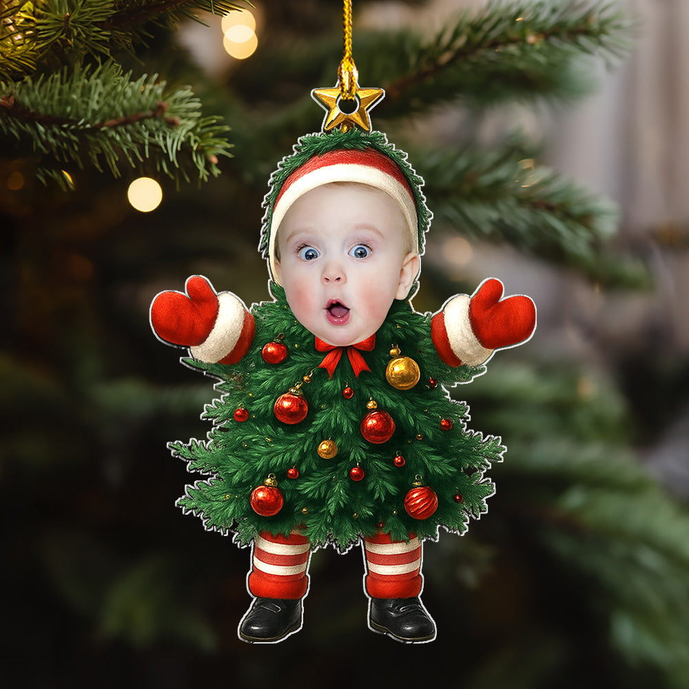 Custom Photo Family First Christmas Ornament • Baby Christmas Tree - Personalized Acrylic Ornament