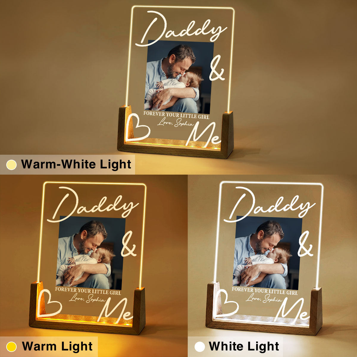 Custom Photo Father's Day Gift for Dad Grandpa • Always Be Your Little Girl - Personalized Night Light
