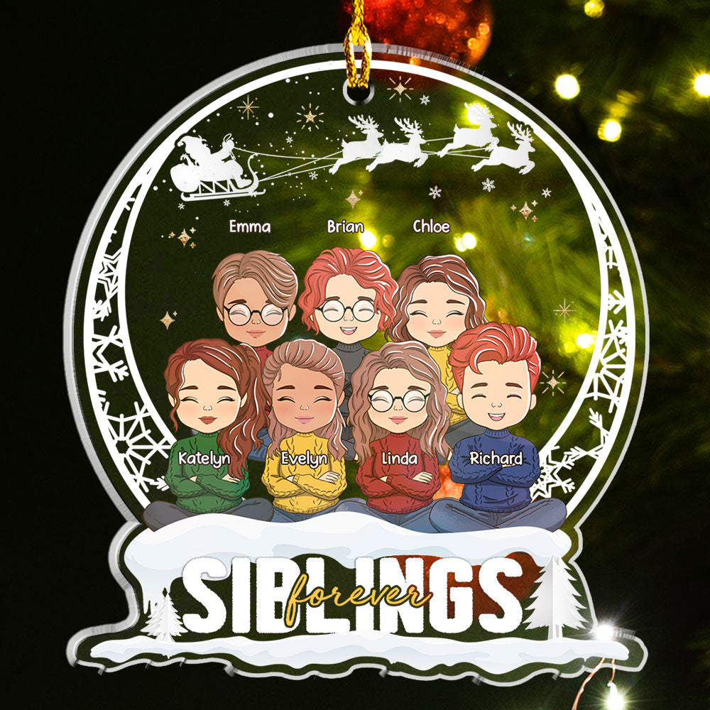 Custom Family Ornament, Christmas Gift for Family Members •  Snow Ball - Personalized Acrylic Ornament