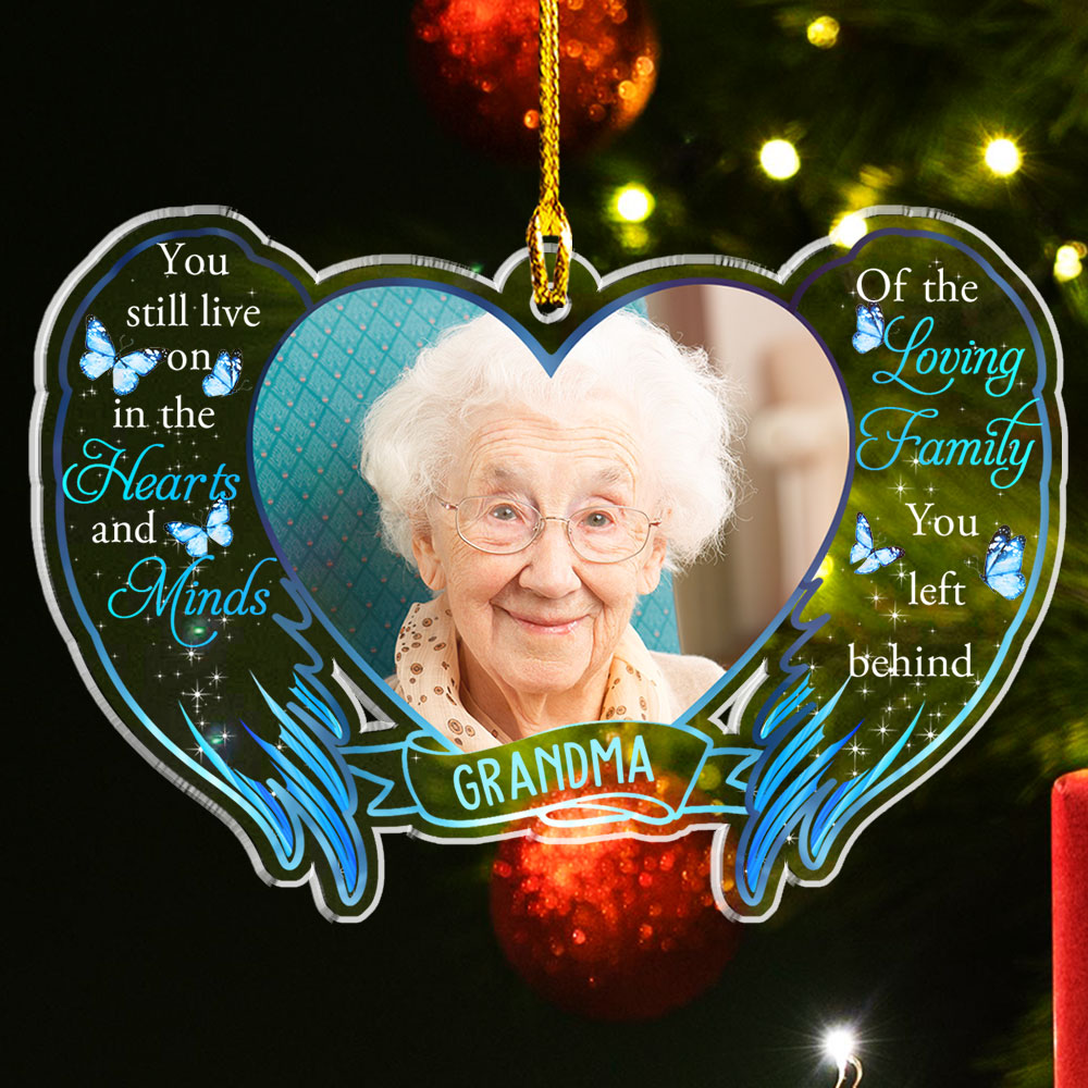 Custom Photo Memorial Christmas Ornament, Sympathy Keepsake • Loving Family - Personalized Acrylic Ornament