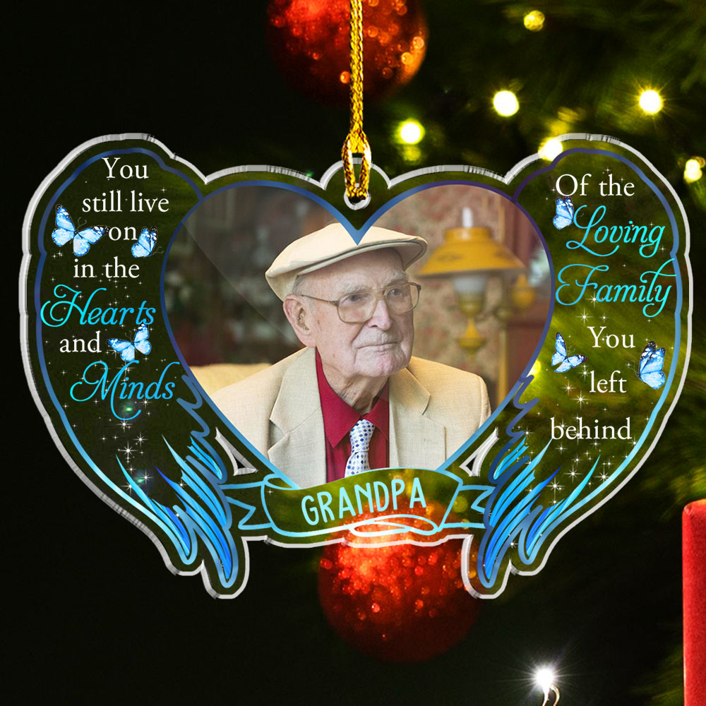 Custom Photo Memorial Christmas Ornament, Sympathy Keepsake • Loving Family - Personalized Acrylic Ornament