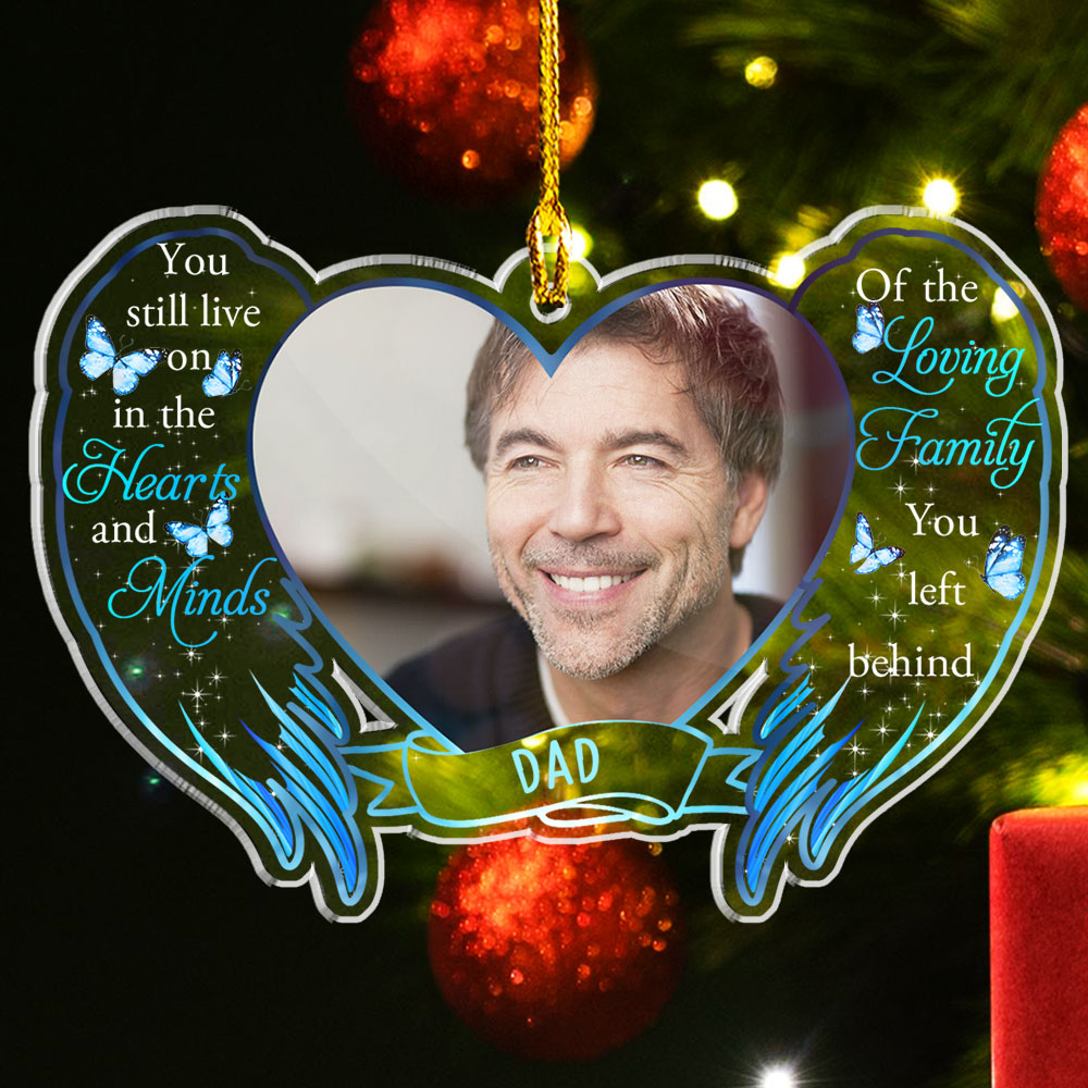 Custom Photo Memorial Christmas Ornament, Sympathy Keepsake • Loving Family - Personalized Acrylic Ornament
