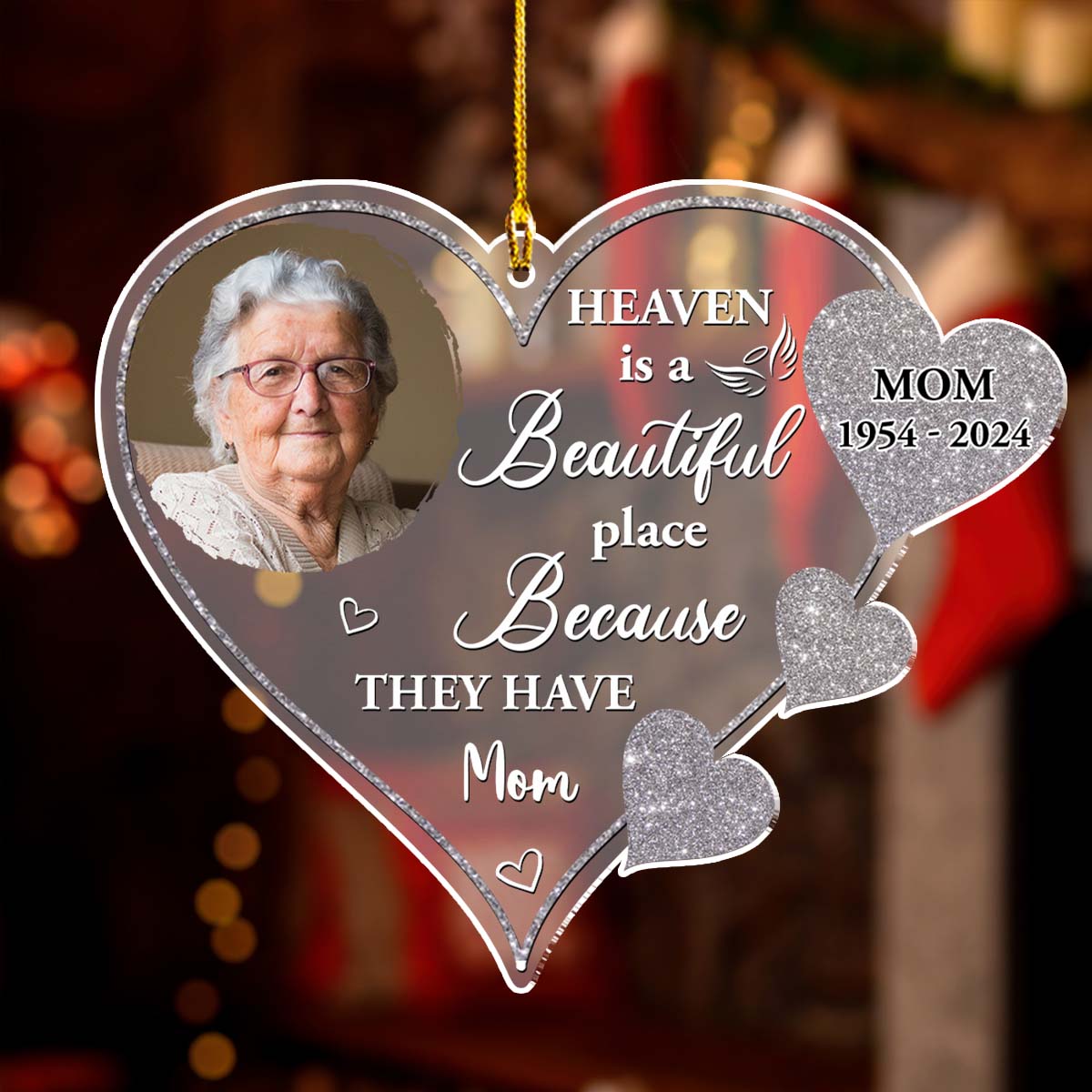 Custom Photo Memorial Christmas Ornament, Sympathy Keepsake • Beautiful Place Version 2 - Personalized Frosted Acrylic Ornament