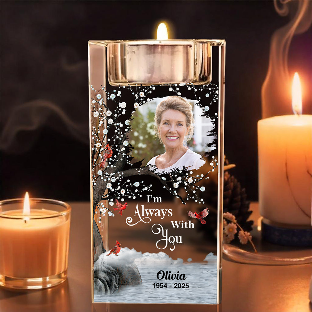 Always With You - Personalized Crystal Candle Holder
