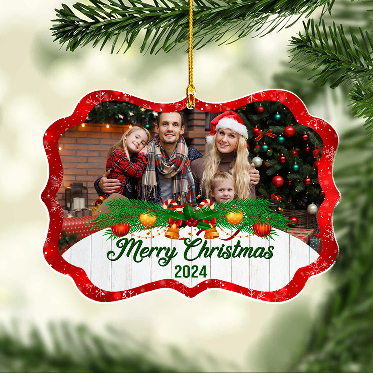 Custom Photo Family Ornament, Christmas Gift for Family Members • All Hearts Come Home For Christmas - Personalized Acrylic Ornament