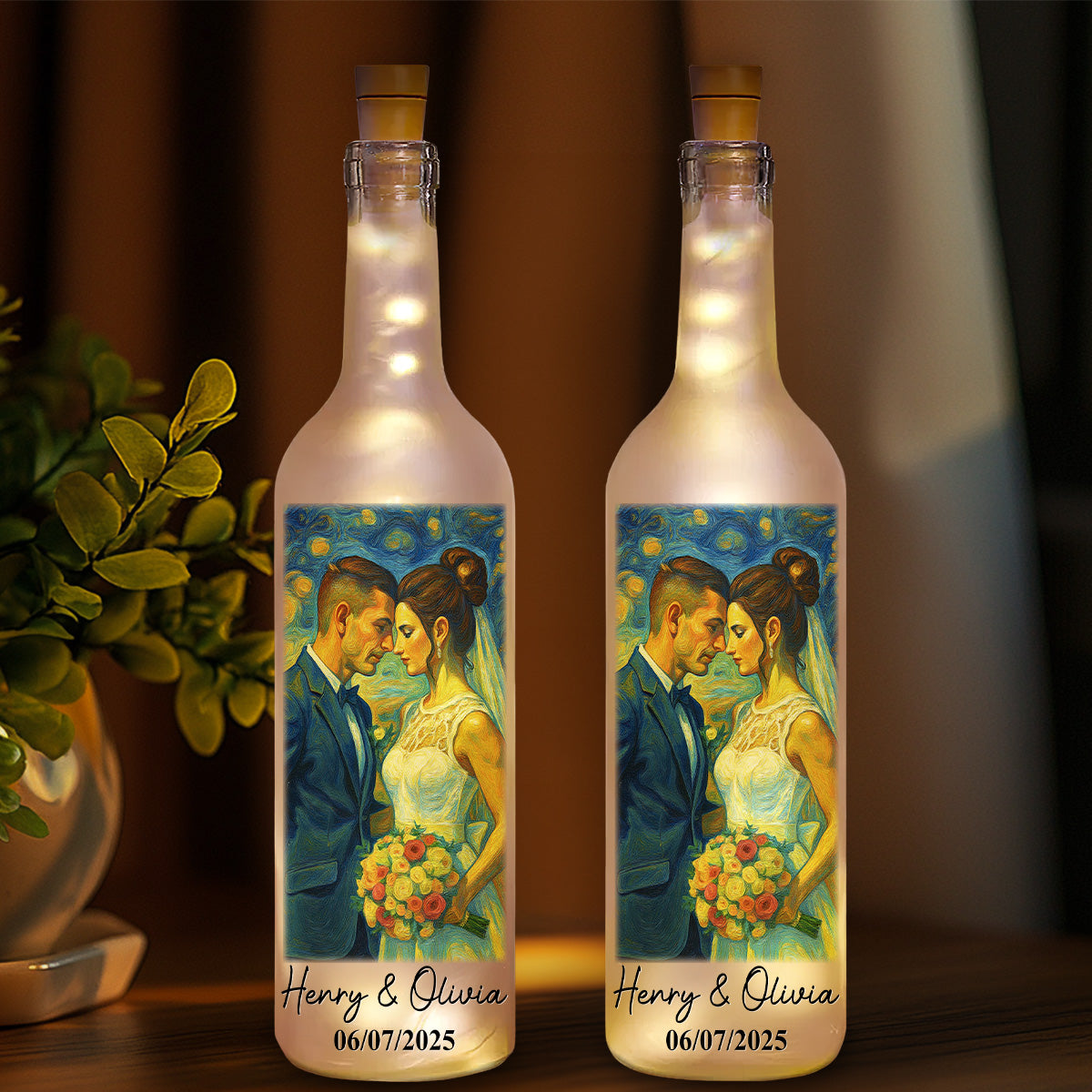 Our Wedding Day Gift - Personalized Bottle Lamp