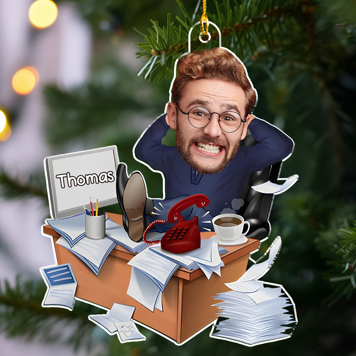 Custom Photo Coworker Christmas Ornament, Team Appreciation Gift • Here Is My Coworker - Personalized Acrylic Ornament