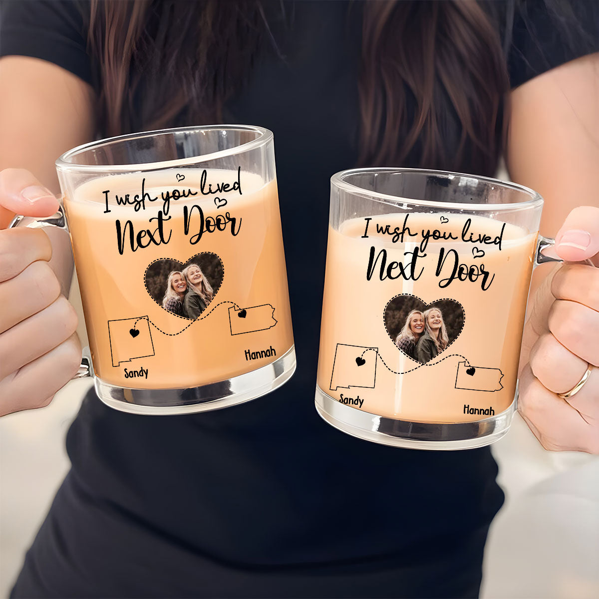 Custom Photo Best Friend, Christmas & Birthday Friendship Keepsake Gift • I Wish We Lived Closer Photo - Personalized Glass Mug