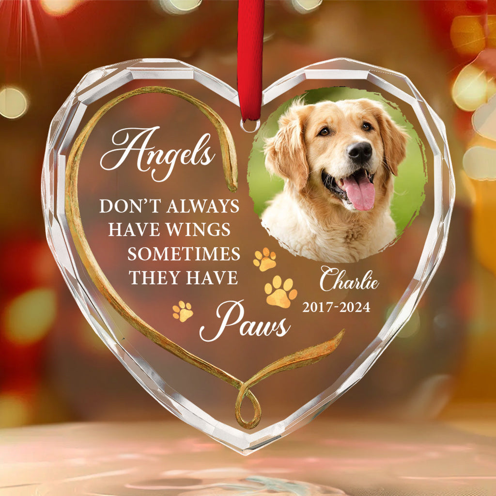 Custom Photo Keepsake Christmas Ornament • Angels Do Not Have Wings - Personalized Glass Ornament