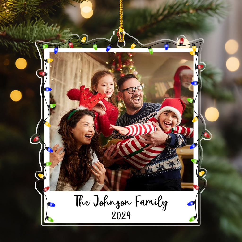 Custom Photo Family Ornament, Christmas Gift for Family Members • Family Photo Ornament 2024 - Personalized Acrylic Ornament