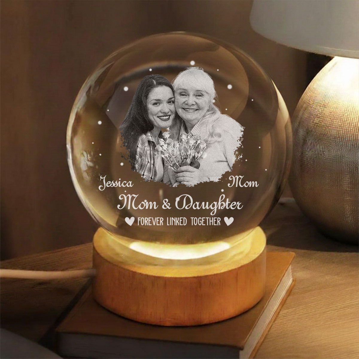 Forever Linked Together - Personalized Crystal Globe Lamp