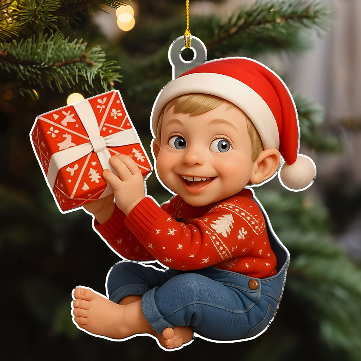 Custom Photo Baby Christmas Ornament for New Parents • Baby Christmas Figure - Personalized Acrylic Ornament